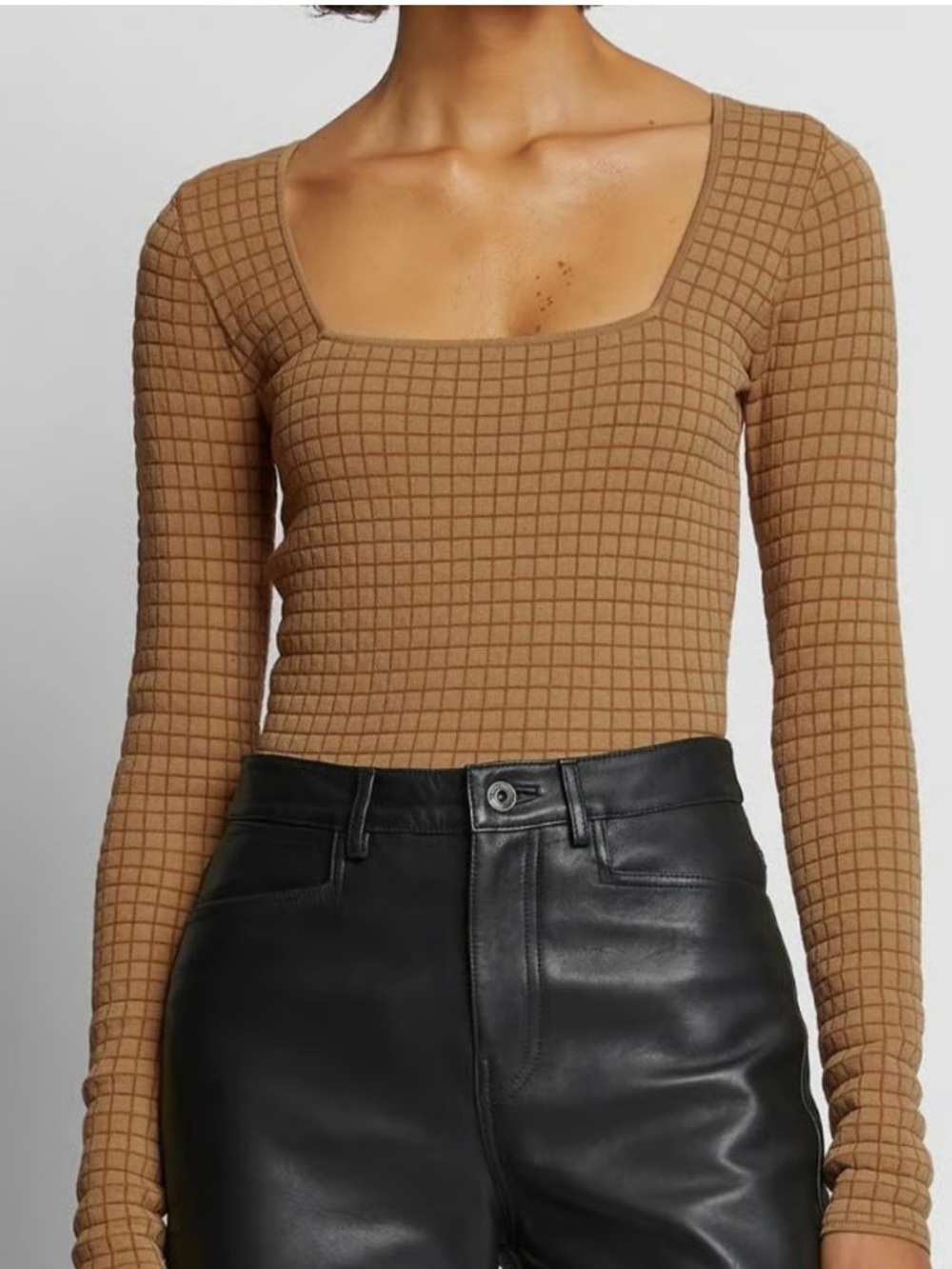 NWT - Proenza Schouler Square-Neck Long Sleeve Ribbed Top in black